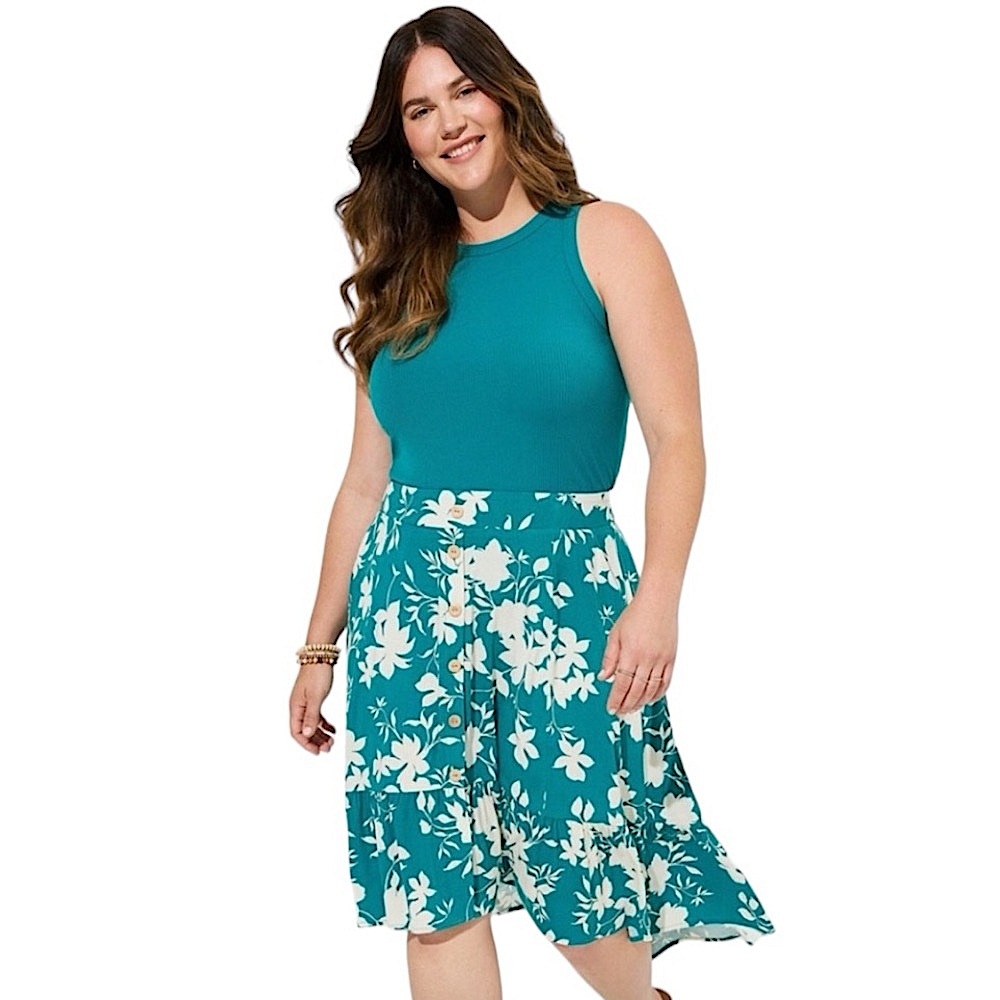 Torrid NEW Lenny Hi Low Tiered Midi Skirt size 6X